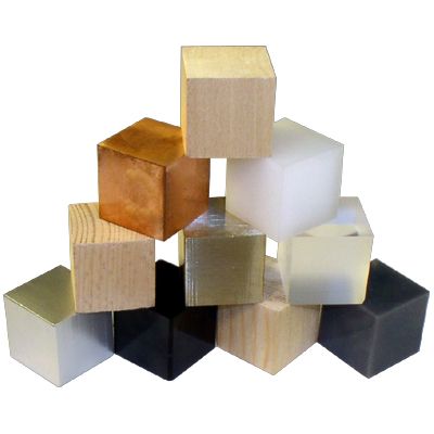 Square Density Blocks Set Of 4 Different Materials, 12.5 X 50 Mm